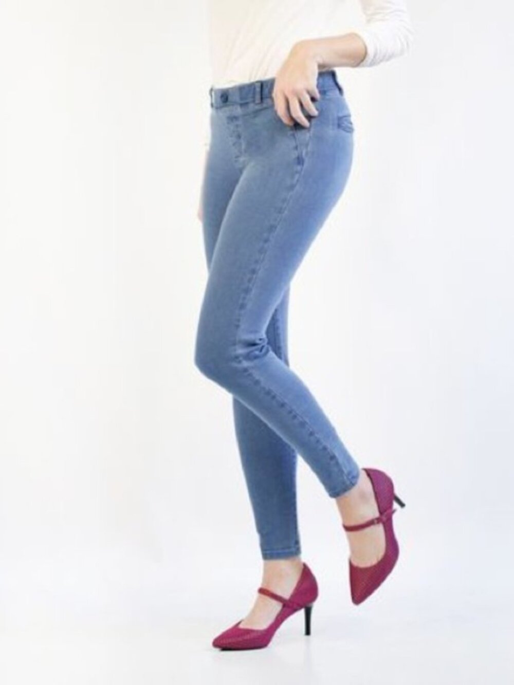 New Betabrand Light Indigo Skinny Yoga Denim Jeans Large Short Petite